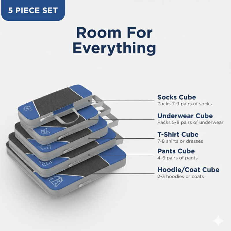 WanderLab™ Compression Packing Cubes | 5-Piece Set